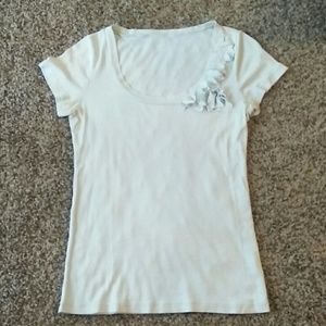 J. Crew | Light Green Ruffled Scoop Neck T-shirt